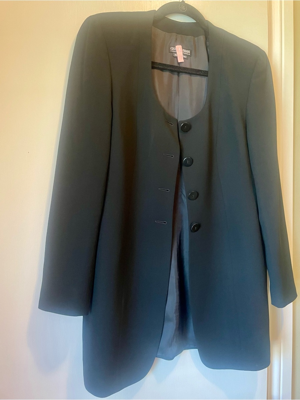Vintage Giorgio Armani Women's Black Long Blazer Coat Borgonuovo 21 line